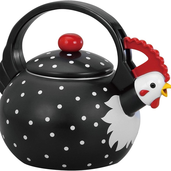 Whistling Tea Kettle for Stove Top Rooster Decor Enamel on Steel, Supreme Housew - Picture 5 of 5